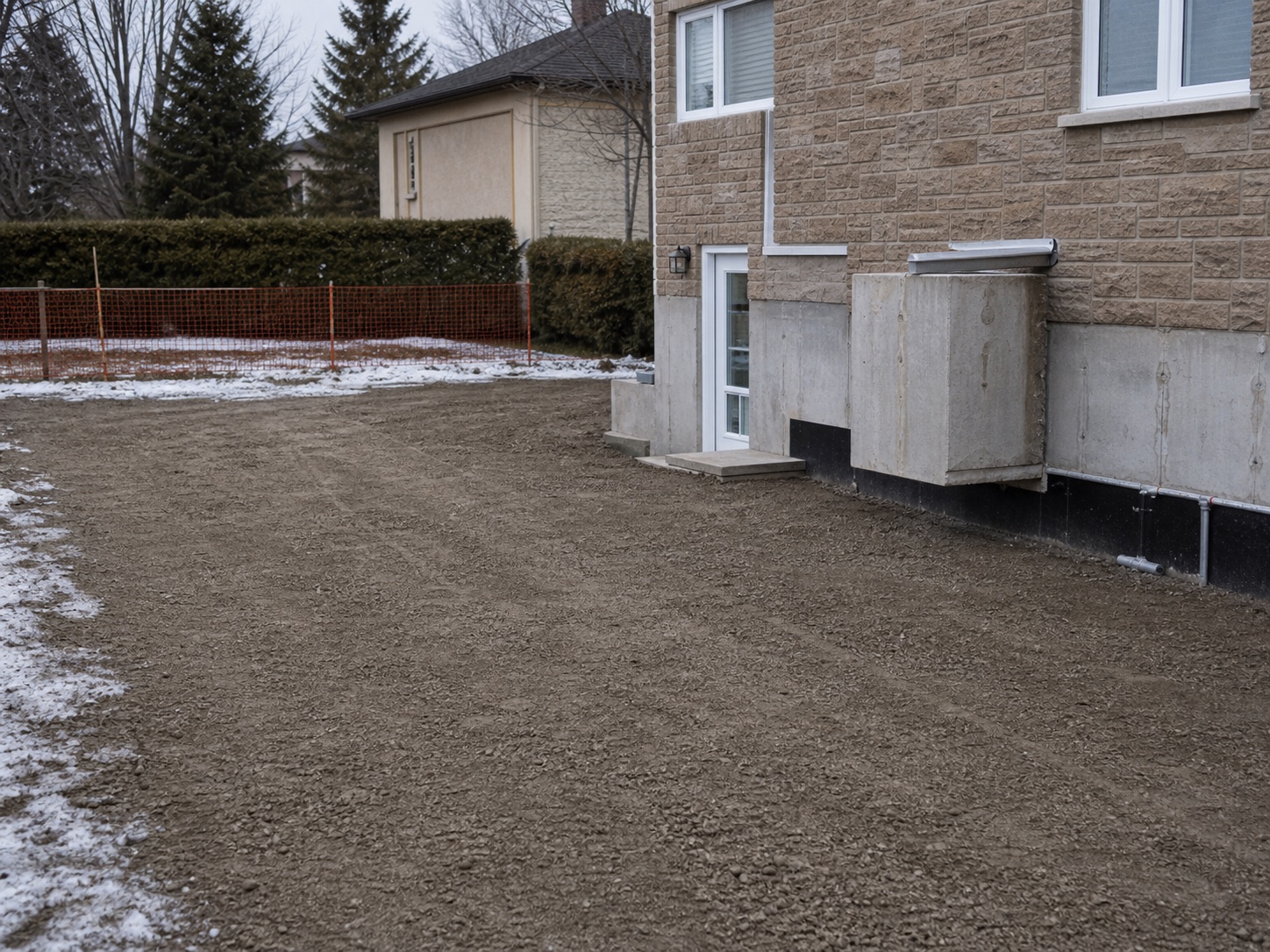 Excavation résidentielle propre près d'une fondation